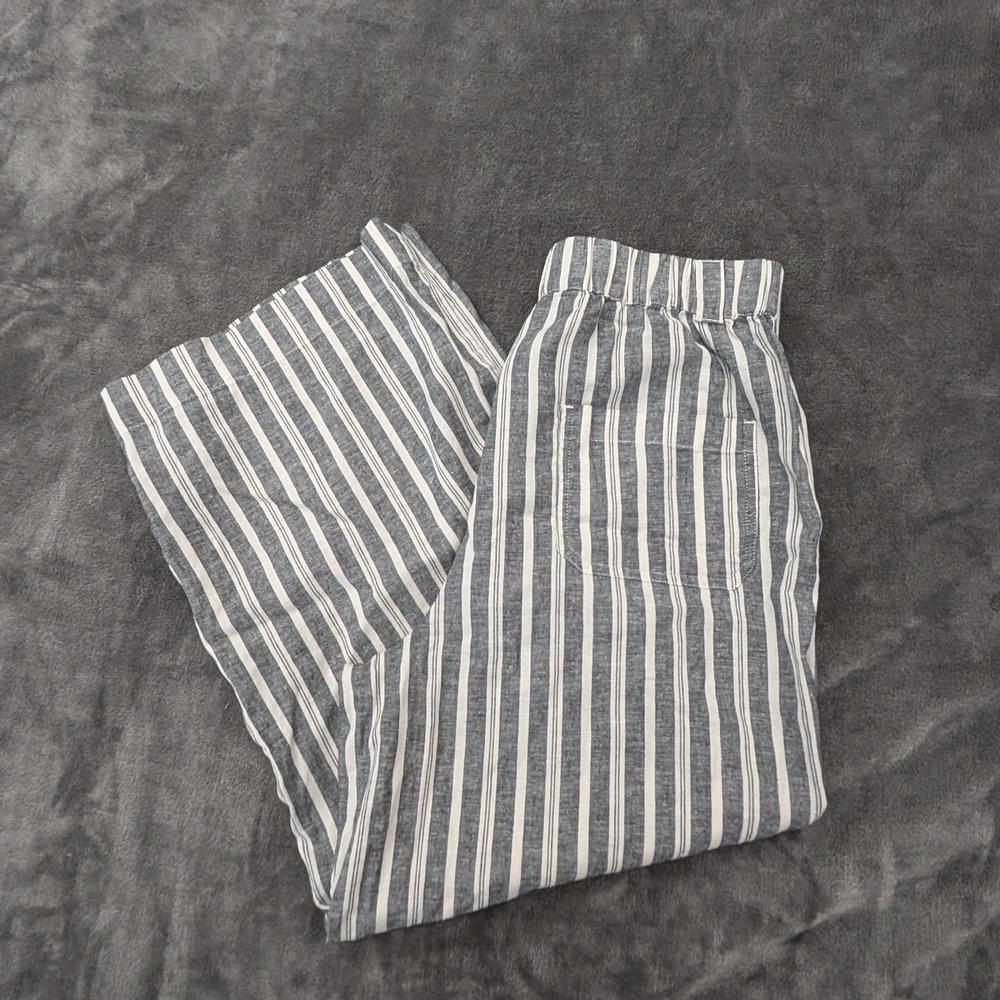 Marine Layer Charcoal and Cream Striped Pants